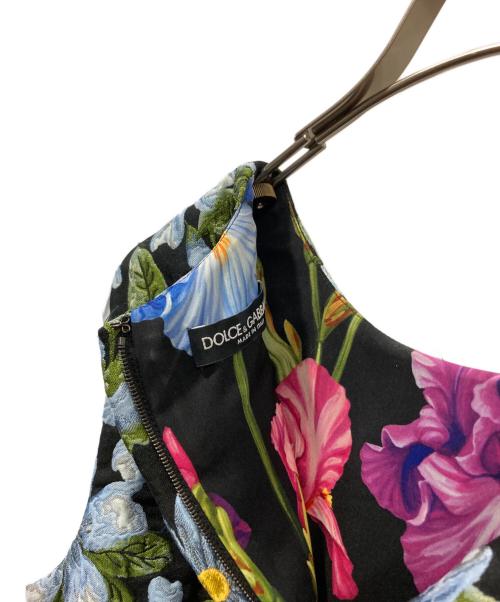 DOLCE & GABBANA（ドルチェ＆ガッバーナ）DOLCE & GABBANA (ドルチェ＆ガッバーナ) ブルー フローラル ブロケードドレスワンピース ブルー サイズ:40の古着・服飾アイテム