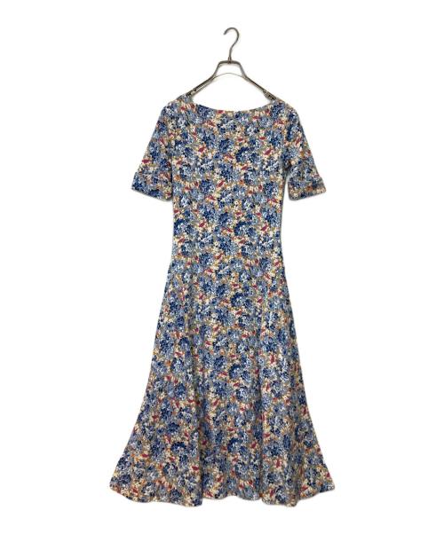 LAUREN RALPH LAUREN（ローレンラルフローレン）LAUREN RALPH LAUREN (ローレンラルフローレン) フローラルプリントワンピース ブルー サイズ:Sの古着・服飾アイテム