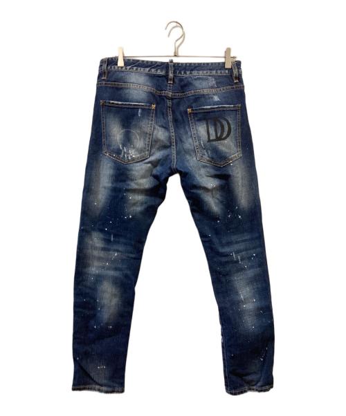 DSQUARED2（ディースクエアード）DSQUARED2 (ディースクエアード) ダメージ加工ペイントデニムパンツ インディゴ サイズ:50の古着・服飾アイテム