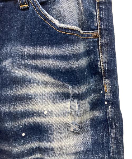 DSQUARED2（ディースクエアード）DSQUARED2 (ディースクエアード) ダメージ加工ペイントデニムパンツ インディゴ サイズ:50の古着・服飾アイテム