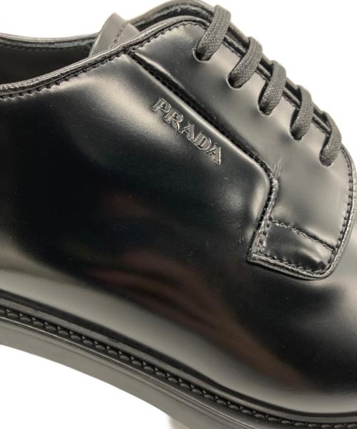 PRADA（プラダ）PRADA (プラダ) ブラッシュドレザー レースアップ シューズ ブラック サイズ:7 1/2の古着・服飾アイテム