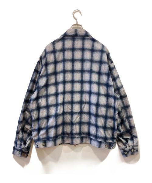 KANDA BIIKI（カンダビイキ）KANDA BIIKI (カンダビイキ) FLANNEL ZIP JACKET ブルー×ホワイト サイズ:3の古着・服飾アイテム