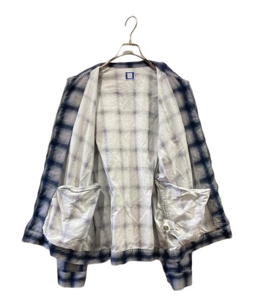 KANDA BIIKI（カンダビイキ）KANDA BIIKI (カンダビイキ) FLANNEL ZIP JACKET ブルー×ホワイト サイズ:3の古着・服飾アイテム