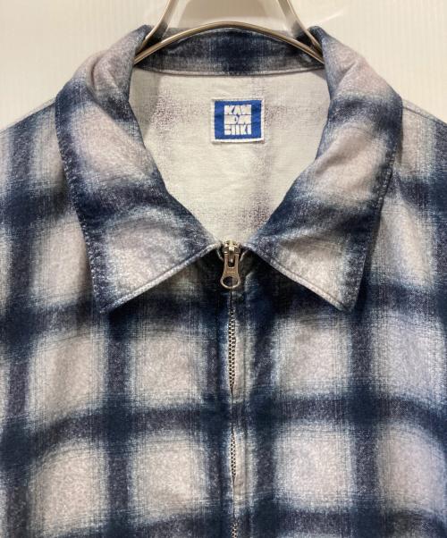 KANDA BIIKI（カンダビイキ）KANDA BIIKI (カンダビイキ) FLANNEL ZIP JACKET ブルー×ホワイト サイズ:3の古着・服飾アイテム