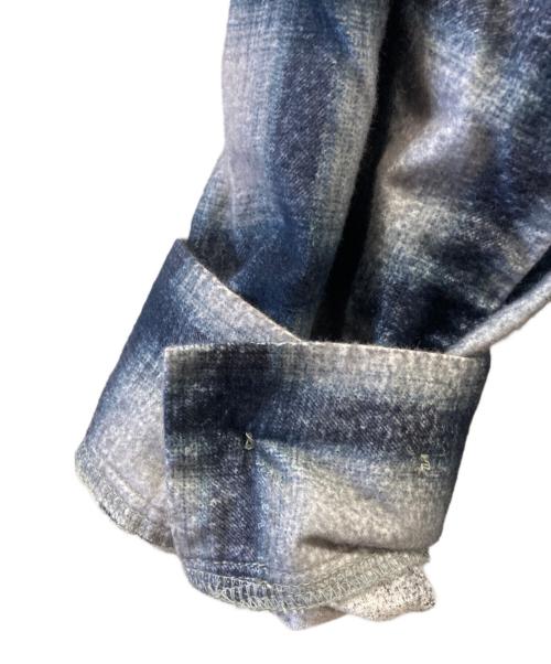 KANDA BIIKI（カンダビイキ）KANDA BIIKI (カンダビイキ) FLANNEL ZIP JACKET ブルー×ホワイト サイズ:3の古着・服飾アイテム