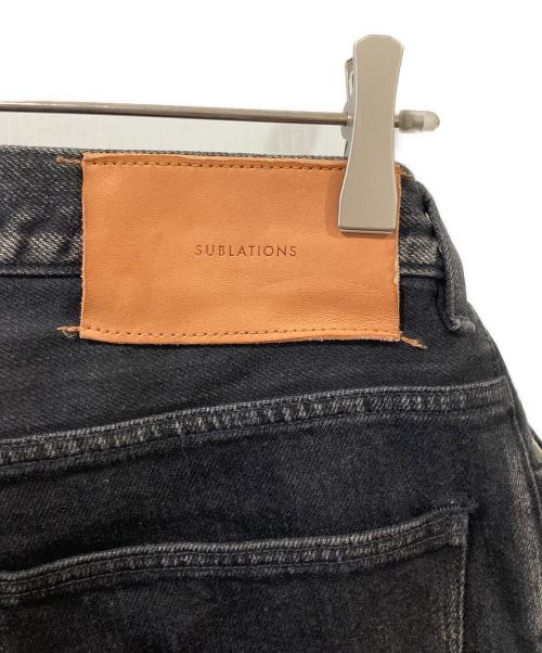 SUBLATIONS（サブレーションズ）SUBLATIONS (サブレーションズ) 2TUCK WIDE DENIM PANTS ブラック サイズ:2の古着・服飾アイテム