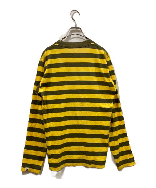 A BATHING APE（ア ベイシング エイプ）A BATHING APE (ア ベイシング エイプ) ボーダーカットソー イエロー×カーキ サイズ:Ｓの古着・服飾アイテム