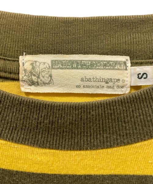 A BATHING APE（ア ベイシング エイプ）A BATHING APE (ア ベイシング エイプ) ボーダーカットソー イエロー×カーキ サイズ:Ｓの古着・服飾アイテム