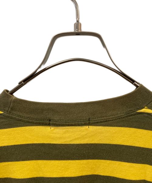 A BATHING APE（ア ベイシング エイプ）A BATHING APE (ア ベイシング エイプ) ボーダーカットソー イエロー×カーキ サイズ:Ｓの古着・服飾アイテム