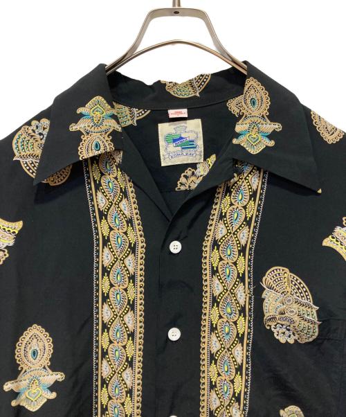 KONA BAY（コナベイ）KONA BAY (コナベイ) レーヨンオープンカラーシャツ ブラック×ベージュ サイズ:Ｌの古着・服飾アイテム
