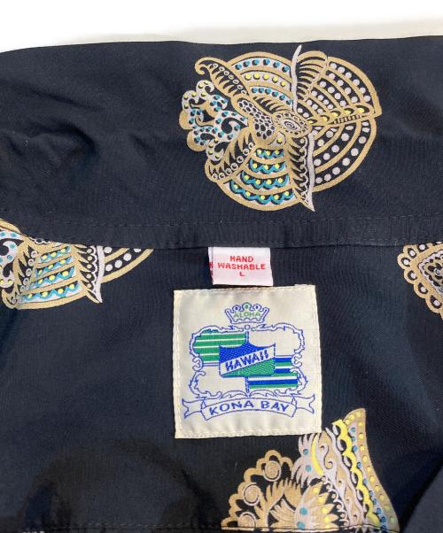 KONA BAY（コナベイ）KONA BAY (コナベイ) レーヨンオープンカラーシャツ ブラック×ベージュ サイズ:Ｌの古着・服飾アイテム