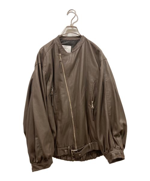 Ameri（アメリ）Ameri (アメリ) EGG GATHER LEATHER JACKET ブラウン サイズ:Freeの古着・服飾アイテム