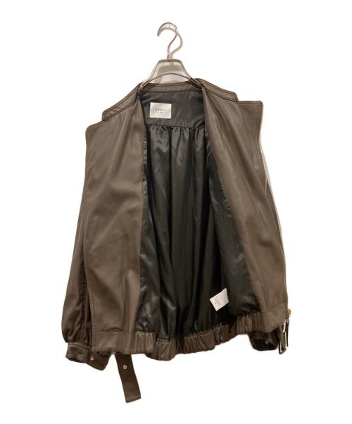 Ameri（アメリ）Ameri (アメリ) EGG GATHER LEATHER JACKET ブラウン サイズ:Freeの古着・服飾アイテム