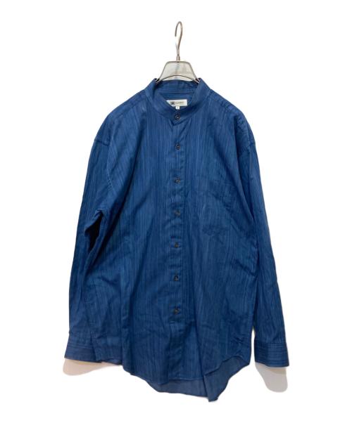 im product（アイムプロダクト）im product (アイムプロダクト) ノーカラーシャツ ネイビー サイズ:Ｌの古着・服飾アイテム