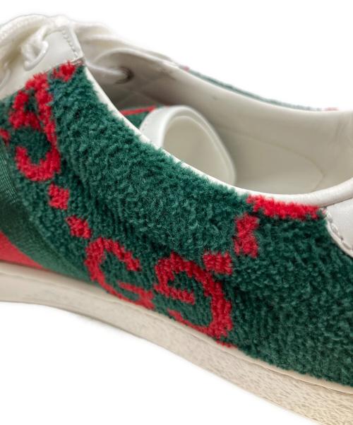 GUCCI（グッチ）GUCCI (グッチ) ローカットスニーカー ホワイト×グリーン サイズ:7の古着・服飾アイテム