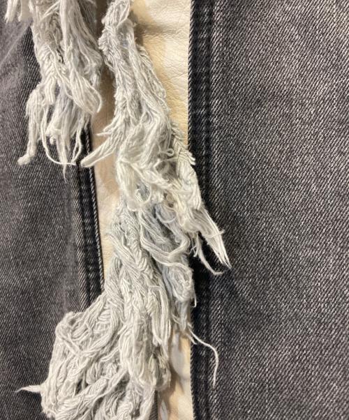 THUG CLUB（サグ クラブ）THUG CLUB (サグ クラブ) Mohican Leather Denim Pants ブラック×ホワイト サイズ:3の古着・服飾アイテム