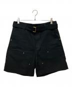 sacai×CarHarttサカイ×カーハート）の古着「24ss ダブルニーダックショーツ」｜ブラック