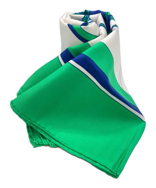 HERMES（エルメス）HERMES (エルメス) 総柄スカーフ グリーン×ホワイトの古着・服飾アイテム