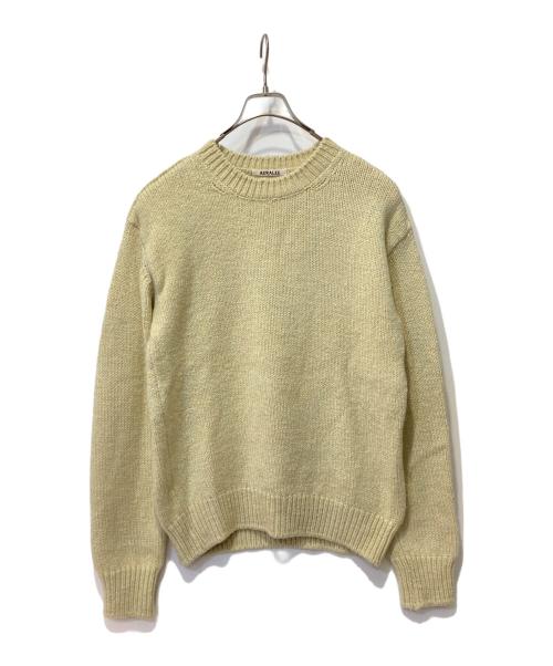 AURALEE（オーラリー）AURALEE (オーラリー) SILK WOOL CAMEL MIX KNIT P/O イエロー サイズ:3の古着・服飾アイテム