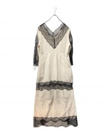 styling/（スタイリング）の古着「リバーレースパフスリーブワンピース」｜ホワイト