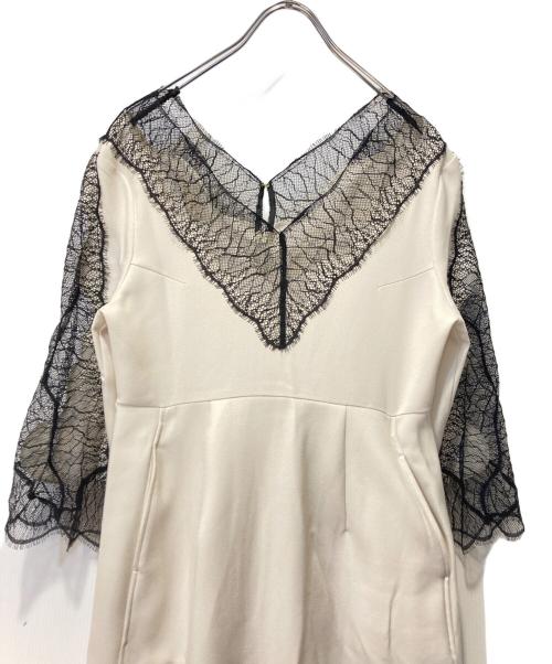 styling/（スタイリング）styling/ (スタイリング) リバーレースパフスリーブワンピース ホワイトの古着・服飾アイテム