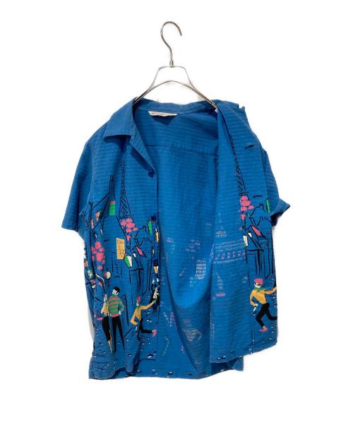 Star OF HOLLYWOOD（スターオブハリウッド）Star OF HOLLYWOOD (スターオブハリウッド) DOBBY COTTON S/S Open Shirt ネイビー サイズ:Sの古着・服飾アイテム