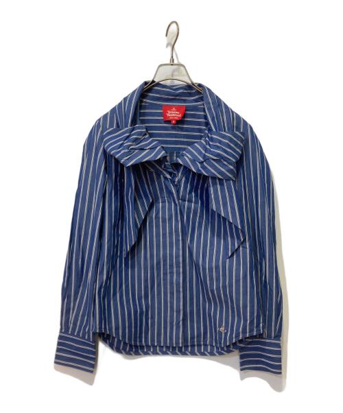Vivienne Westwood RED LABEL（ヴィヴィアンウエストウッドレッドレーベル）Vivienne Westwood RED LABEL (ヴィヴィアンウエストウッドレッドレーベル) ボウタイリボンシャツ ブルー サイズ:Ｍの古着・服飾アイテム