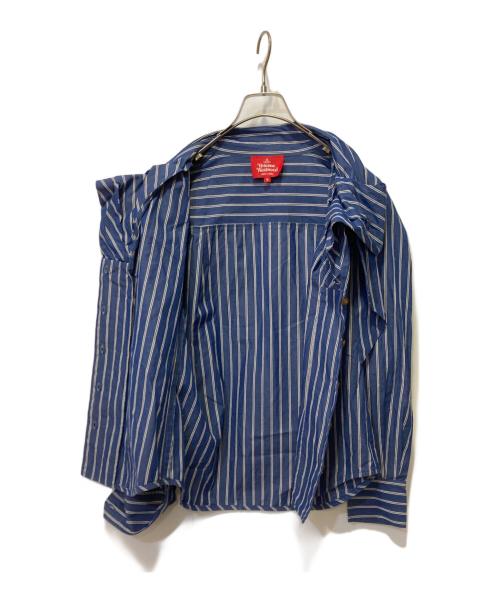 Vivienne Westwood RED LABEL（ヴィヴィアンウエストウッドレッドレーベル）Vivienne Westwood RED LABEL (ヴィヴィアンウエストウッドレッドレーベル) ボウタイリボンシャツ ブルー サイズ:Ｍの古着・服飾アイテム
