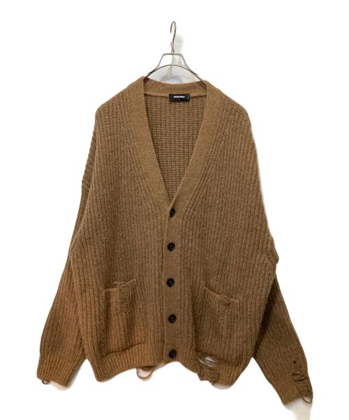 DSQUARED2（ディースクエアード）DSQUARED2 (ディースクエアード) ローゲージアルパカウールナイロンオーバーサイズドクラッシュニットカーディガン ブラウン サイズ:Ｌの古着・服飾アイテム