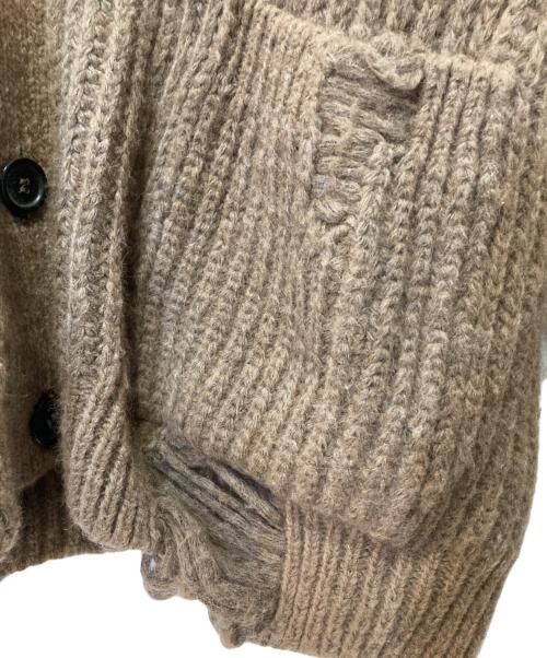 DSQUARED2（ディースクエアード）DSQUARED2 (ディースクエアード) ローゲージアルパカウールナイロンオーバーサイズドクラッシュニットカーディガン ブラウン サイズ:Ｌの古着・服飾アイテム