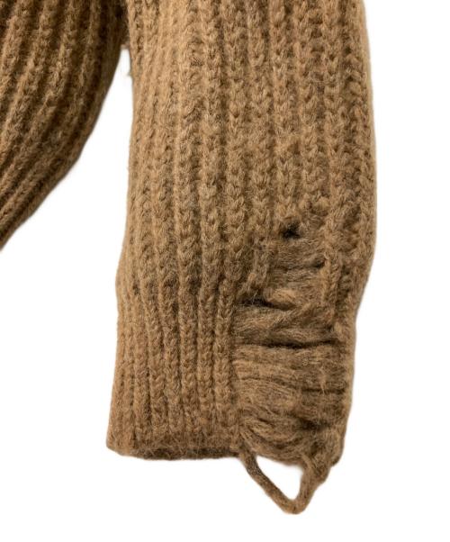 DSQUARED2（ディースクエアード）DSQUARED2 (ディースクエアード) ローゲージアルパカウールナイロンオーバーサイズドクラッシュニットカーディガン ブラウン サイズ:Ｌの古着・服飾アイテム