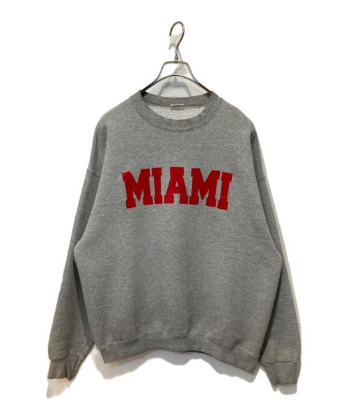 ー（ー）ー (ー) プリントスウェット グレー サイズ:Lの古着・服飾アイテム