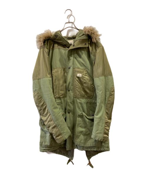 DIESEL（ディーゼル）DIESEL (ディーゼル) ナイロン切替モッズコート グリーン サイズ:Mの古着・服飾アイテム