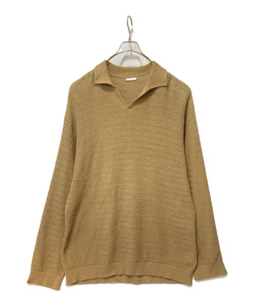 Blanc YM（ブランワイエム）blanc YM (ブランワイエム) Skipper Knit Shirt ベージュ サイズ:Ｍの古着・服飾アイテム