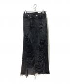 MAISON SPECIALメゾンスペシャル）の古着「High Damage Denim Skirt」｜ブラック