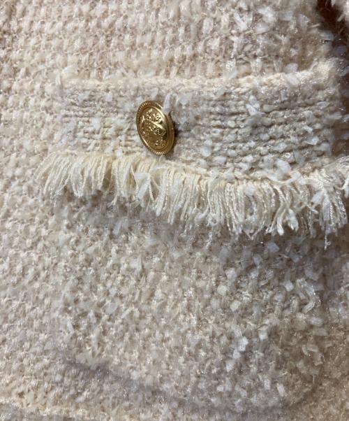 NOLLEY'S（ノーリーズ）NOLLEY'S (ノーリーズ) ツイードフリンジニットジャケット ベージュ サイズ:38の古着・服飾アイテム