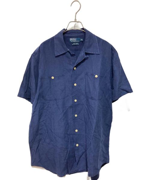 POLO RALPH LAUREN（ポロ・ラルフローレン）POLO RALPH LAUREN (ポロ・ラルフローレン) リネンシルクシャツ ネイビー サイズ:Mの古着・服飾アイテム