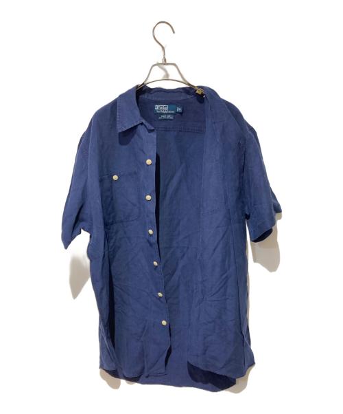 POLO RALPH LAUREN（ポロ・ラルフローレン）POLO RALPH LAUREN (ポロ・ラルフローレン) リネンシルクシャツ ネイビー サイズ:Mの古着・服飾アイテム