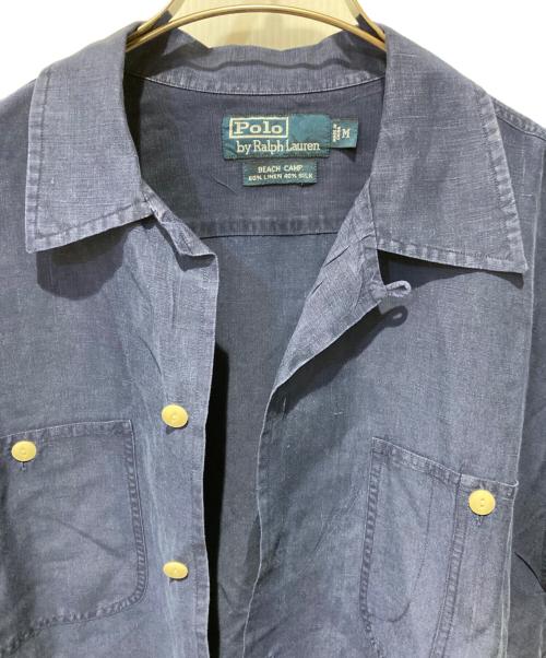 POLO RALPH LAUREN（ポロ・ラルフローレン）POLO RALPH LAUREN (ポロ・ラルフローレン) リネンシルクシャツ ネイビー サイズ:Mの古着・服飾アイテム