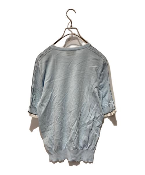 HERMES（エルメス）HERMES (エルメス) S/Sフリルスリーブニット スカイブルー サイズ:XSの古着・服飾アイテム