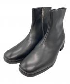 Alfredo BANNISTERアルフレッドバニスター）の古着「スクエアトゥ サイドジップ レザー ブーツ」｜ブラック