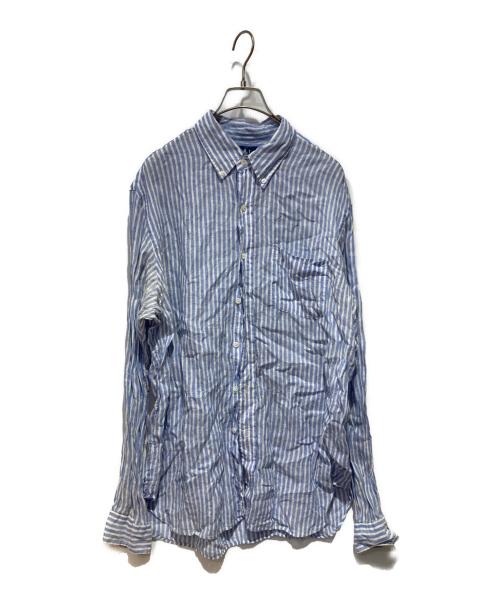 RALPH LAUREN（ラルフローレン）RALPH LAUREN (ラルフローレン) ストライプリネンシャツ ブルー サイズ:Ｌの古着・服飾アイテム