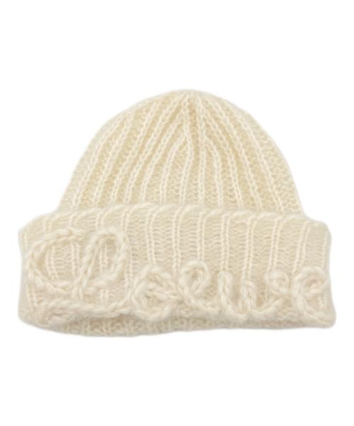 LOEWE（ロエベ）LOEWE (ロエベ) モヘアブレンドニット帽 ホワイトの古着・服飾アイテム