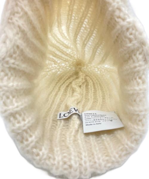 LOEWE（ロエベ）LOEWE (ロエベ) モヘアブレンドニット帽 ホワイトの古着・服飾アイテム