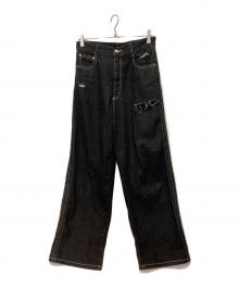 willfully（ウィルフリー）の古着「SS loose distressed effect denim PT」｜ブラック