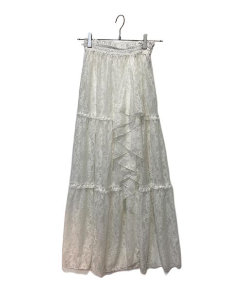 willfully（ウィルフリー）willfully (ウィルフリー) lace slit ruffle frill tiered skirt ホワイト サイズ:FREEの古着・服飾アイテム
