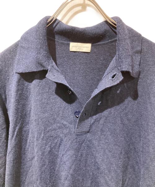 DRIES VAN NOTEN（ドリスヴァンノッテン）DRIES VAN NOTEN (ドリスヴァンノッテン) ニットポロシャツ ネイビー サイズ:表記無しの古着・服飾アイテム