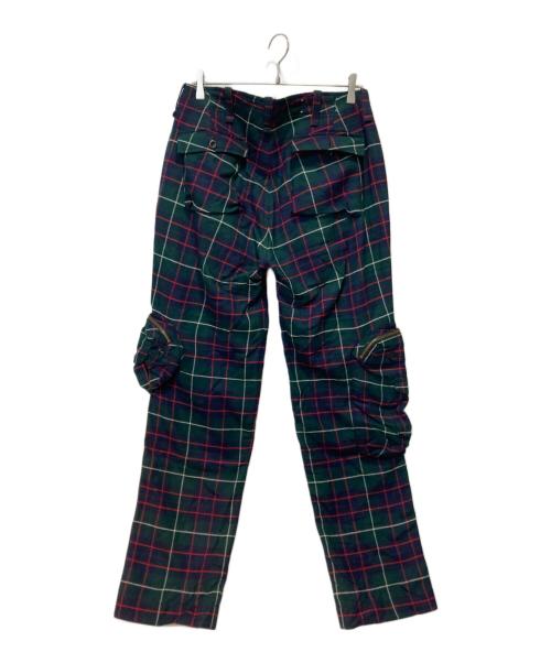 POLO RALPH LAUREN（ポロ・ラルフローレン）POLO RALPH LAUREN (ポロ・ラルフローレン) チェックパラシュートカーゴパンツ グリーン×ネイビー サイズ:W34の古着・服飾アイテム