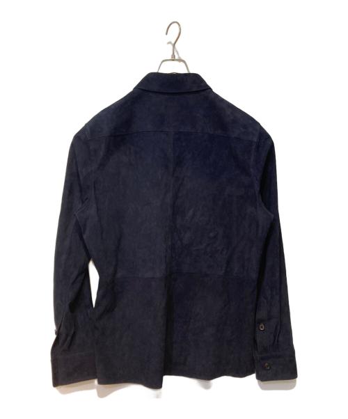 POLO RALPH LAUREN purple label（ポロラルフローレンパープルレーベル）POLO RALPH LAUREN Purple Label (ポロラルフローレンパープルレーベル) スウェードオーバーシャツ ネイビー サイズ:Ｌの古着・服飾アイテム