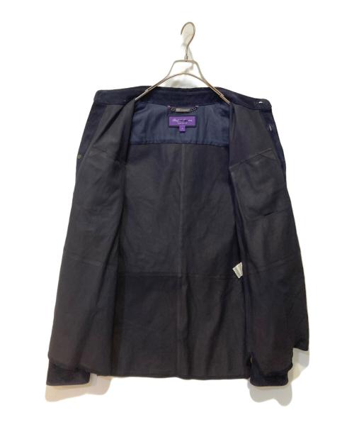 POLO RALPH LAUREN purple label（ポロラルフローレンパープルレーベル）POLO RALPH LAUREN Purple Label (ポロラルフローレンパープルレーベル) スウェードオーバーシャツ ネイビー サイズ:Ｌの古着・服飾アイテム